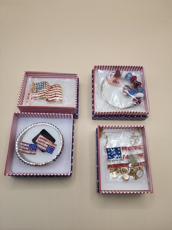 Red White Blue USA Jewelry Lot