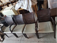 4 LEATHER WICKER CHAIRS