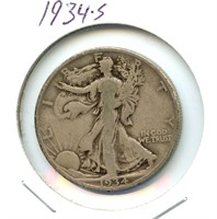 1934-S Walking Liberty Silver Half Dollar