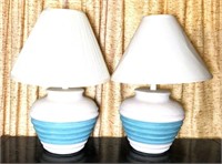 Pair Plaster Ribbed Table Lamps