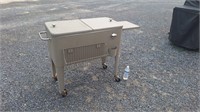 ROLL AROUND METAL COOLER W/BOTTLE OPENER,SHELF,+