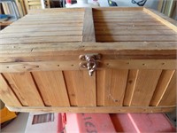 wooden box with misc tools hooks