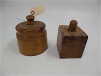 Lot (2) Wooden Butter Molds - Decorated