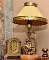 Brass Steamer lamp 15" t & Copper Clock - Heavy