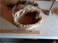 REAL INDIAN BASKET WITH REAL FUR / WESTERN