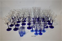 (16) Assorted Blue Base Glasses
