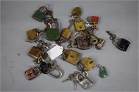 (20) Misc miniature padlocks W/ KEYS