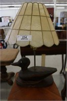 Hand Carved Wood Duck Lamp w/Shade