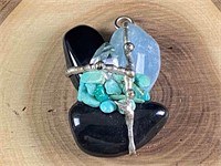 Southwest Sterling Multi Stone Handmade Pendant