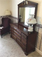 Dresser with mirror - cherry finish - 52 in long