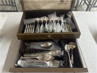 W Rogers international inlaid silverware in case