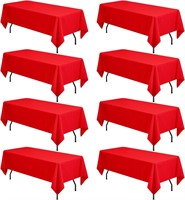 8 Pack Red Rectangle Tablecloth  90 x 132 Inch