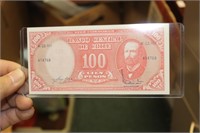 Uncirculated 1961 100 Cien Pesos Banknote