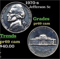 Proof 1970-s Jefferson Nickel 5c Grades GEM++ Proo