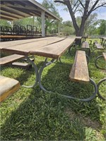 8ft Wooden Top / Metal Frame Picnic Table