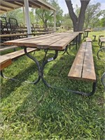 8ft Wooden Top / Metal Frame Picnic Table