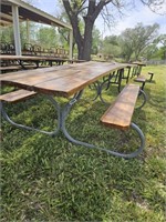 8ft Wooden Top / Metal Frame Picnic Table