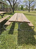 8ft Wooden Top / Metal Frame Picnic Table