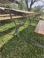 8ft Wooden Top / Metal Frame Picnic Table