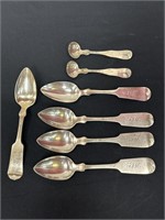 Two coin silver salt spoons by Palmer& Bachelder