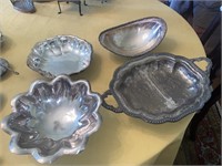 Four (4) Silver Plated Serving Dishes