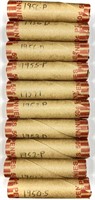 (10) Rolls 1950's Wheat Cent Penny Lot