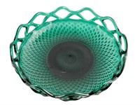 Vintage Emerald Green Glass Diamond Point Bowl