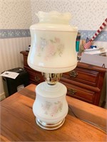 PAINTED GLASS LAMP, 17"