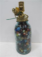 Lamp made from Ball jar & marbles