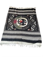 Vintage hand woven Mexican rug