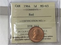1964 Ms-65 Red 1 Cent Iccs Certified