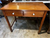 Oak desk w/Porcelain pulls, 37" x 20" x31" T