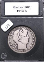 1913 S BARBER HALF DOLLAR VG