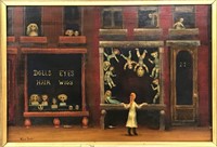 Marta Becket, Oil on Board, "Doll Shop Window"