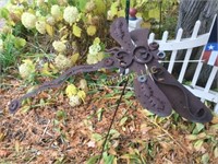 26" long metal dragon fly garden decor