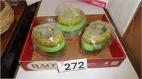 (3) Teleflora  Green / Pink / Yellow Vases