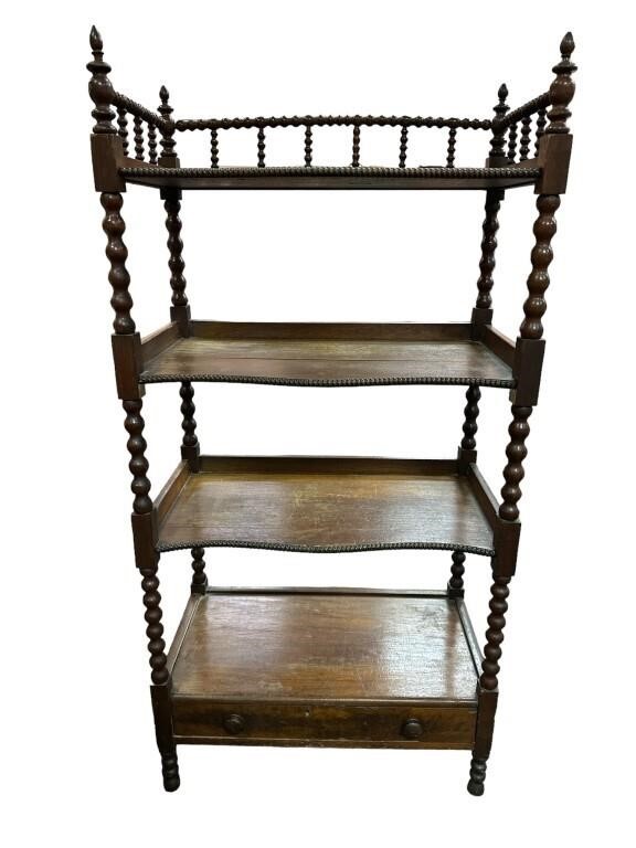 4 Shelf Curio with Bottom Drawer, 15.5 x  27 x