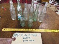 8 old DR PEPPER bottles some rare