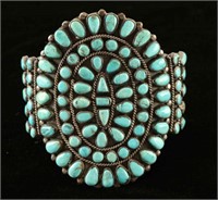 Navajo Turquoise & Silver Cluster Bracelet