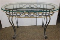 Iron Entry Table with Beveled Glass Top