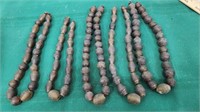 5 strands of glass beads browns