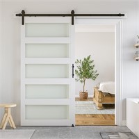 42x84 Glass Barn Door w/ 7FT Kit White