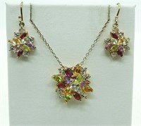 925 Gold Tone Necklace & Earrings