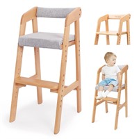 Wooden Adjustable High Chair with Cushion