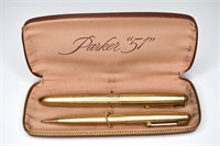 Parker 51 14k Gold Filled Fountain Pen & Pencil