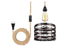 Industrial 18FT Pendant Light with Switch Plug in