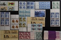 US Stamps 180 Mint Plate Blocks, mostly 1930s-60s,