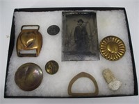 Civil War Tin Type, Buttons, Bullet