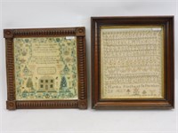 (2) Needlework samplers, early 19th century,