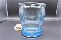 Thick heavy blue glass container